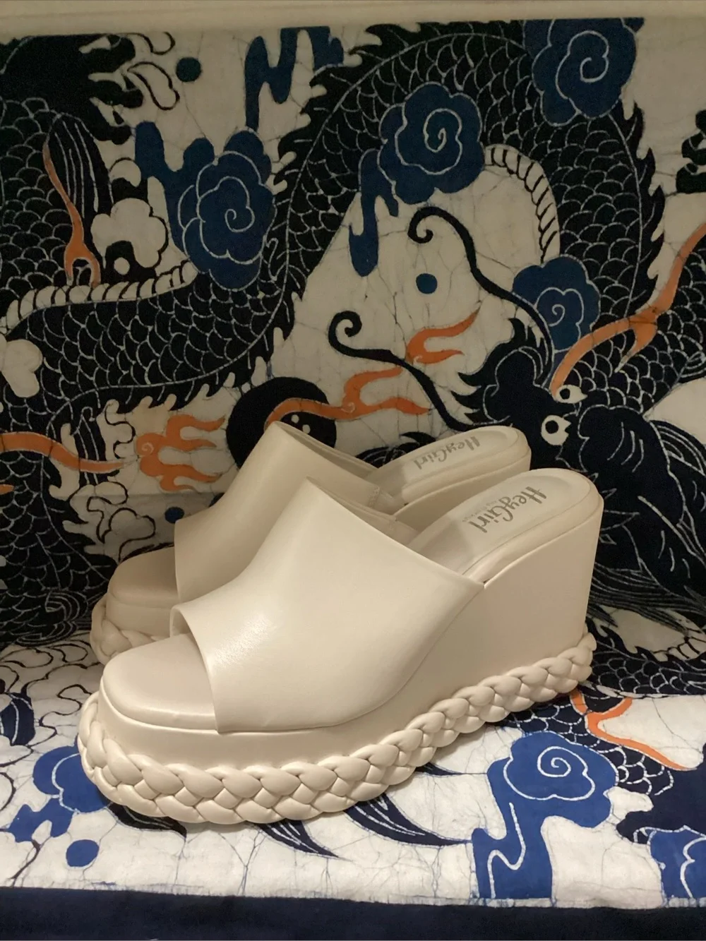NWOT Hey Girl by Corky’s Bohemian Ivory Vegan Slip on Braided Platform Wedges